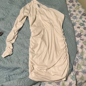 Lucy In The Sky Sparkly White One Shoulder Homecoming Mini Dress